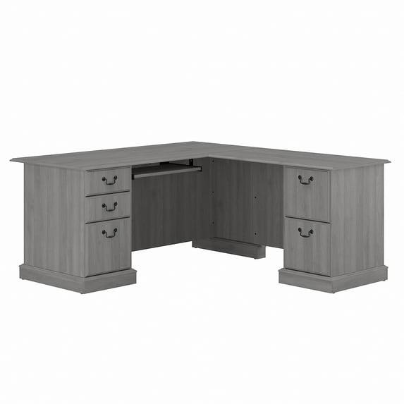 Bush Furniture Saratoga L Shaped Computer Desk with Drawers, Gray