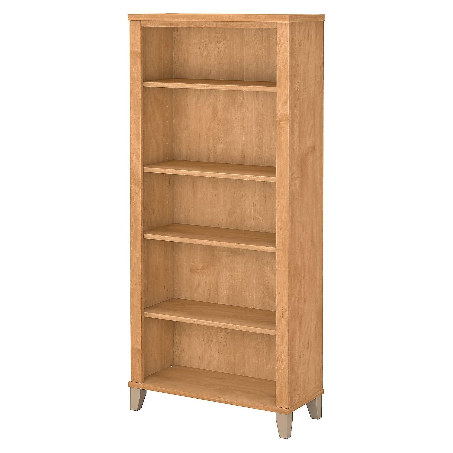 Somerset Maple Cross 65" Adjustable Wood 5-Shelf Bookcase