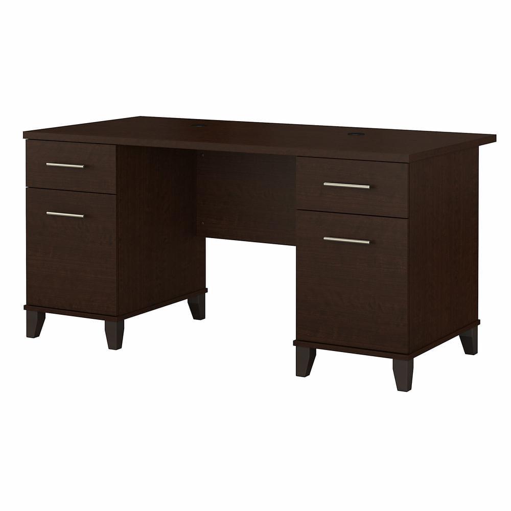 Somerset Executive Gray Office Desk with Storage Drawers