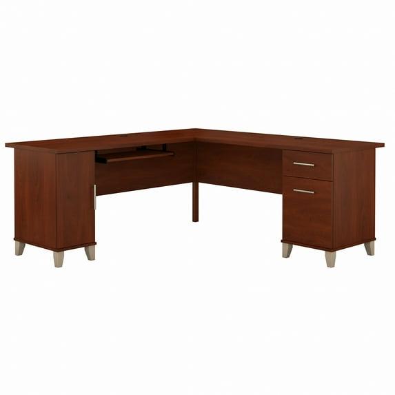 Bush Furniture Somerset 72" L Shaped Desk with Storage, Hansen Cherry