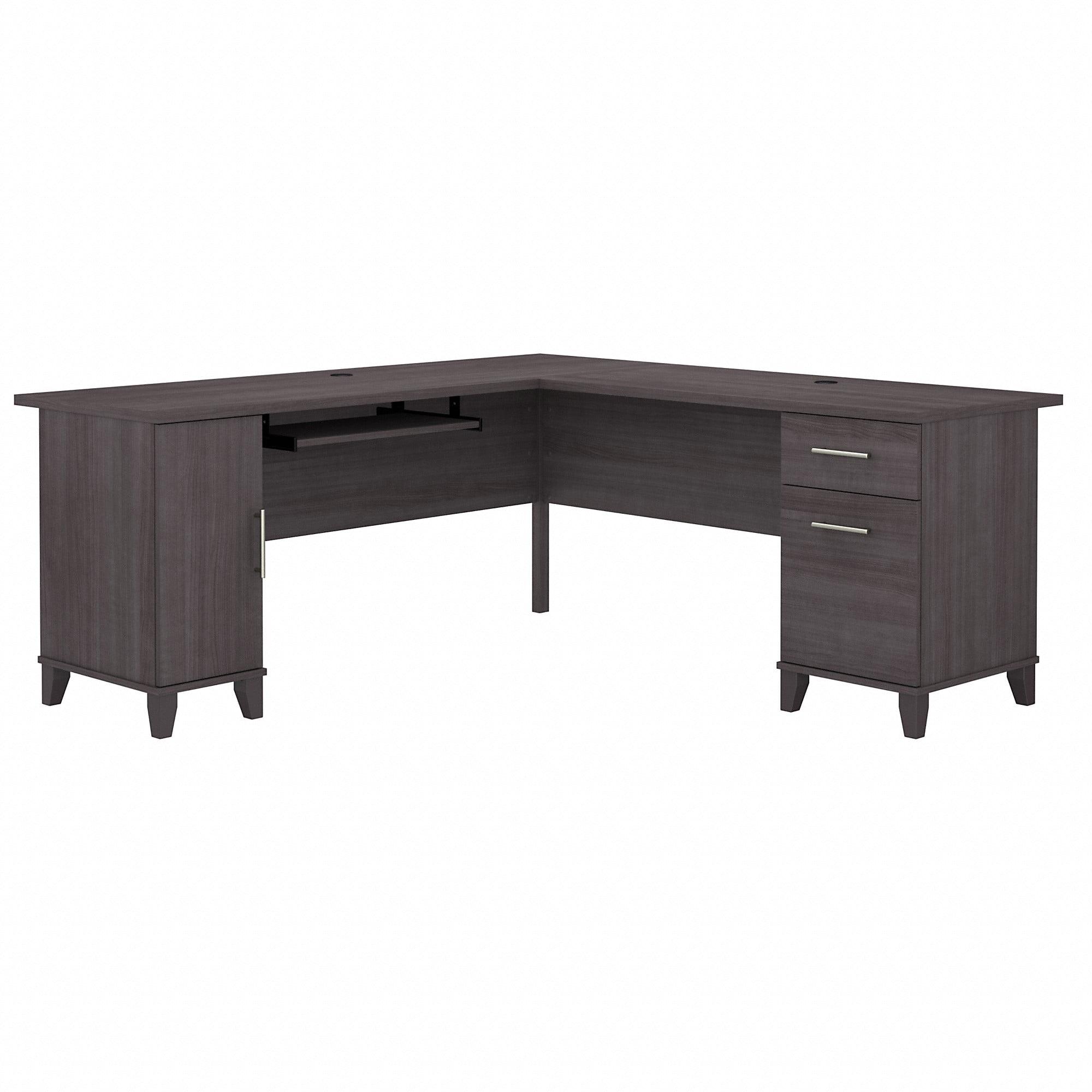 Bush Furniture Somerset 72" L Shaped Desk with Storage, Storm Gray