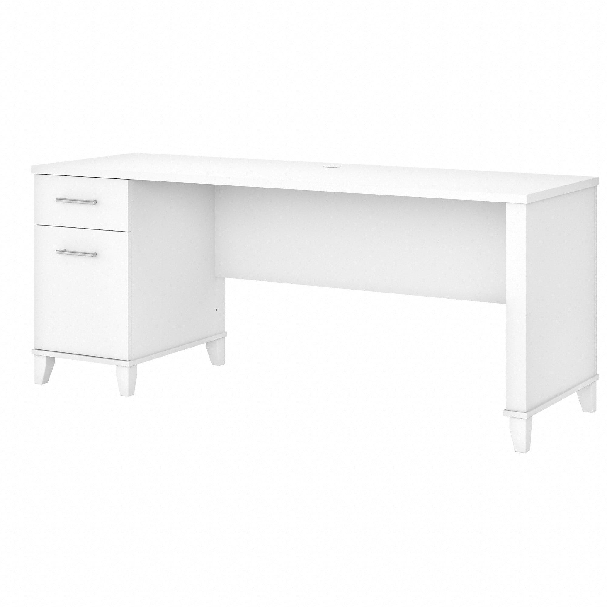 Bush Furniture Somerset 72" Single Pedestal Desk, White