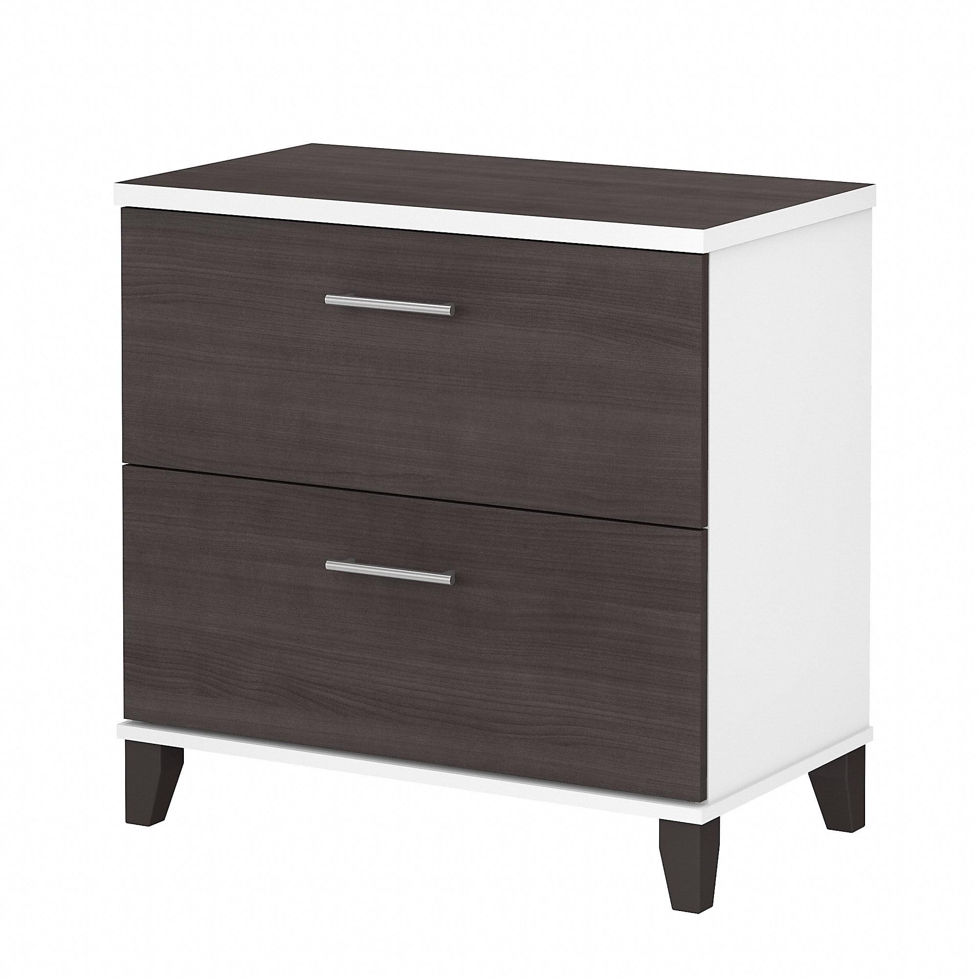 Bush Furniture Somerset Lateral File Cabinet, 2 Drawer, Storm Gray & White