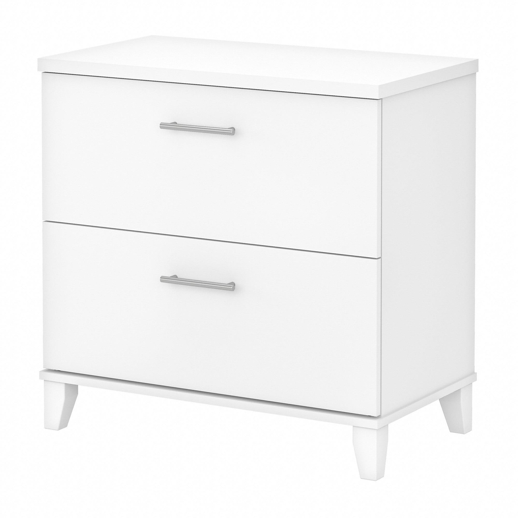 White Transitional 2-Drawer Mobile Lateral Filing Cabinet