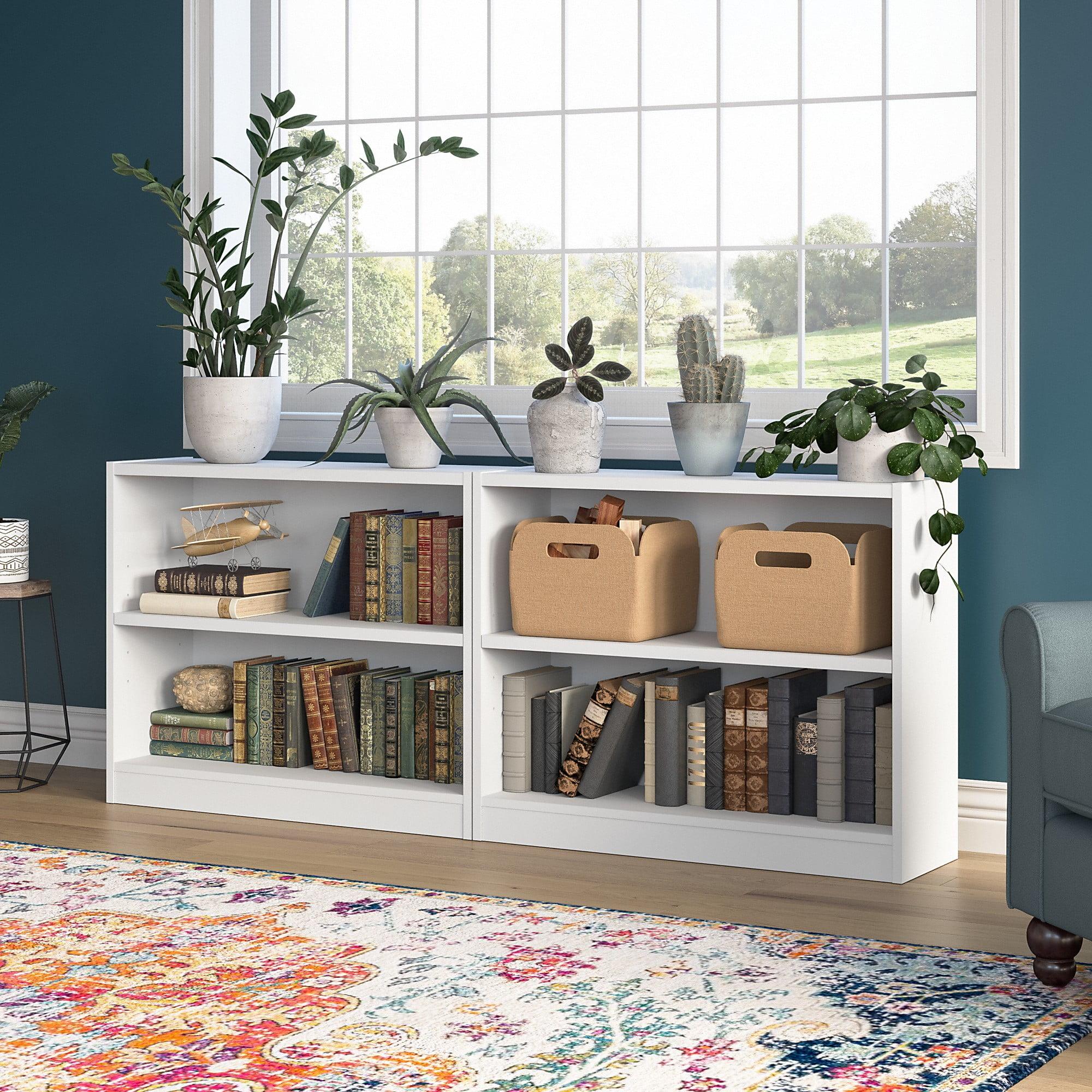 Pure White Adjustable 2-Shelf Bookcase Set