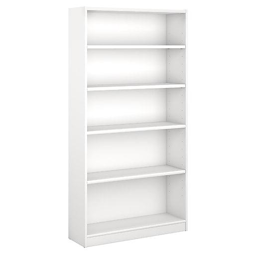 Adjustable Pure White Contemporary 5-Shelf Bookcase