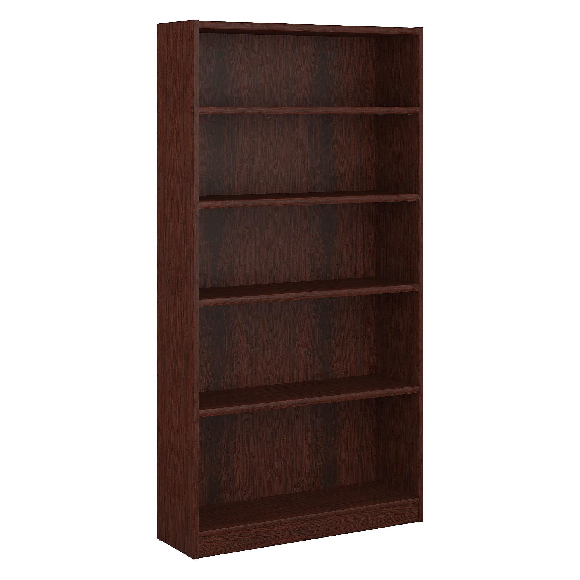 Traditional Adjustable 5-Shelf Cherry Wood Bookcase