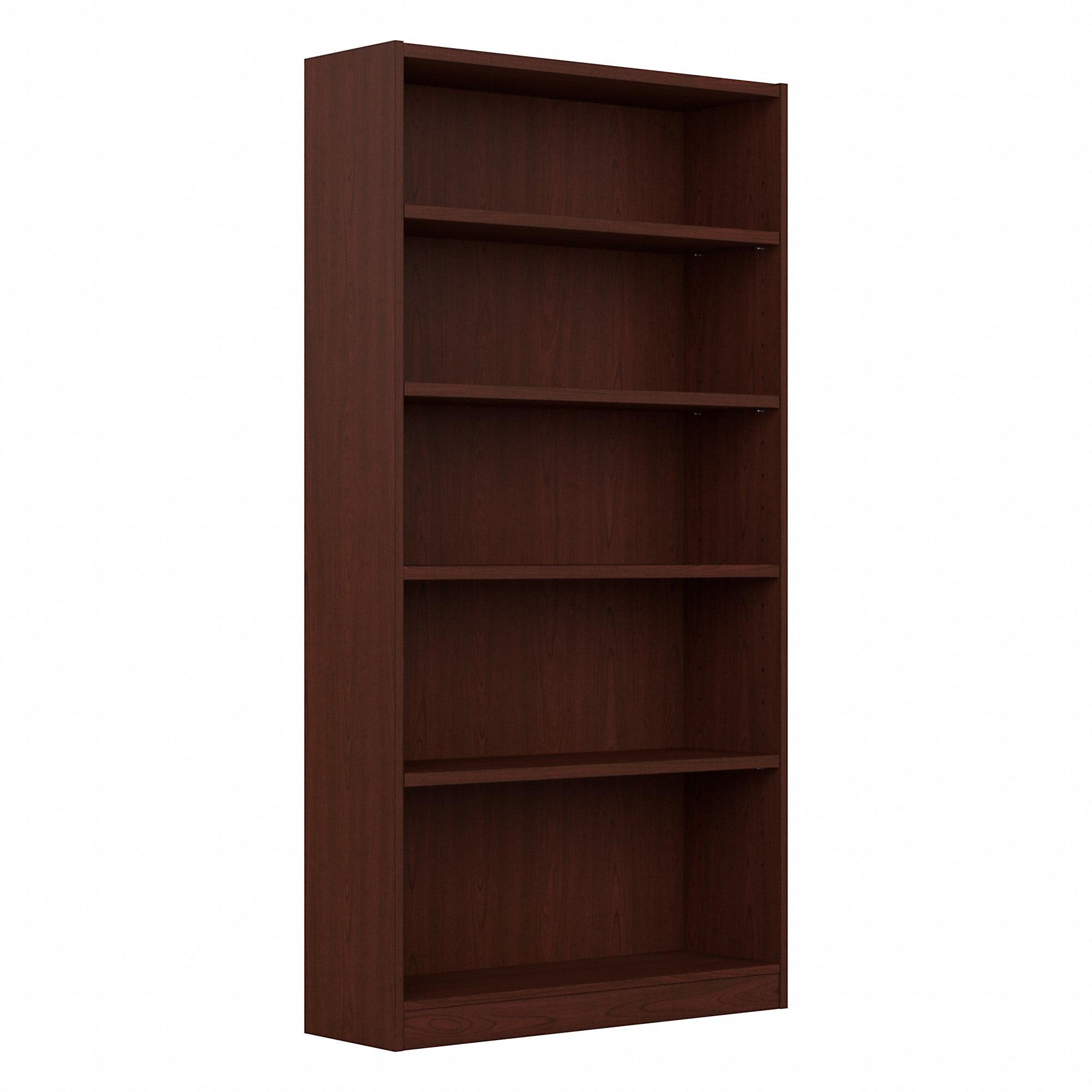 Traditional Adjustable 5-Shelf Cherry Wood Bookcase
