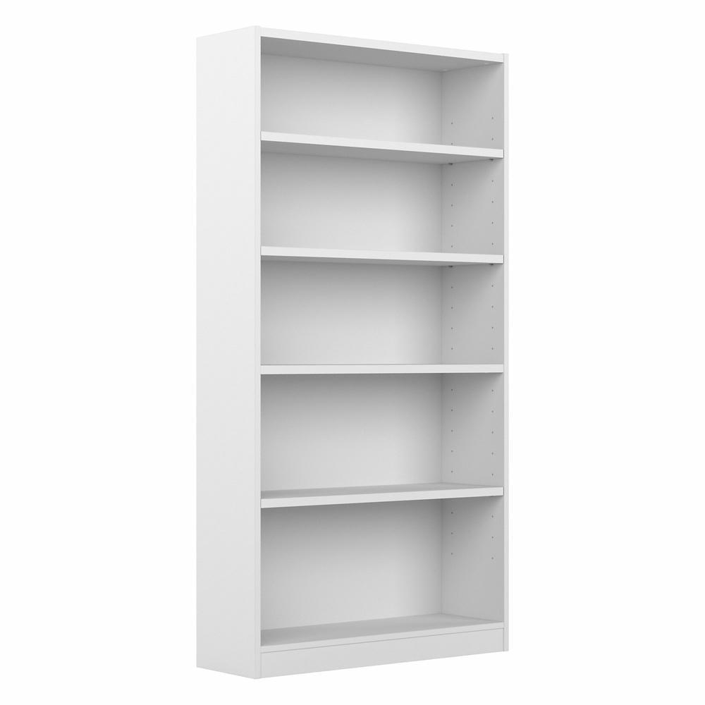 Adjustable Pure White Contemporary 5-Shelf Bookcase