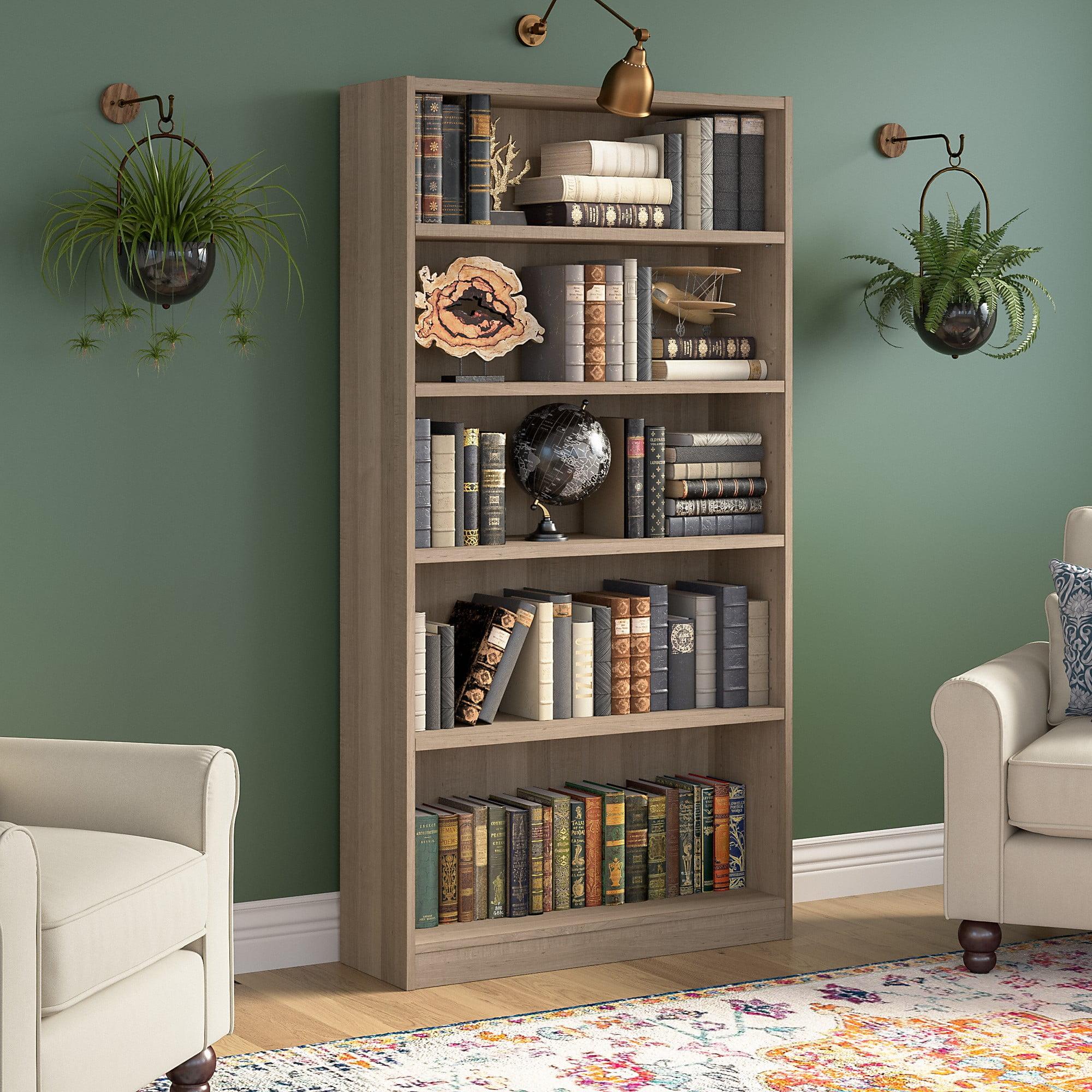 Ash Gray Contemporary 5-Shelf Adjustable Bookcase