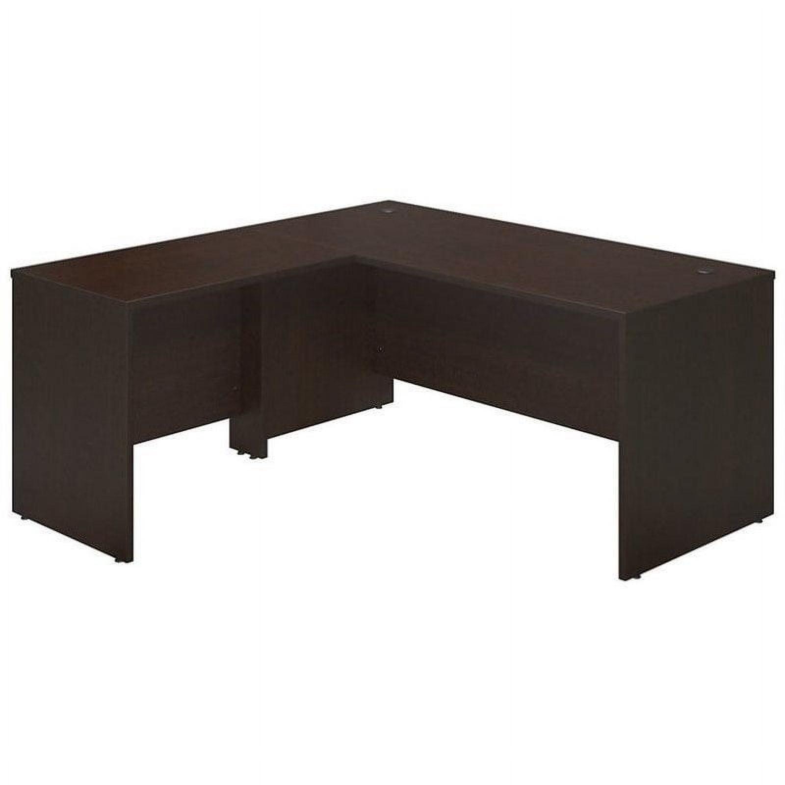 Mocha Cherry L-Shaped Executive Desk with Drawer, 66"W