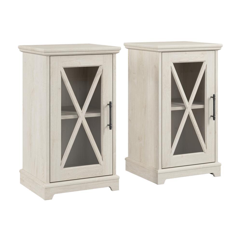 Bush Lennox Engineered Wood End Table in Linen White Oak (Set of 2)