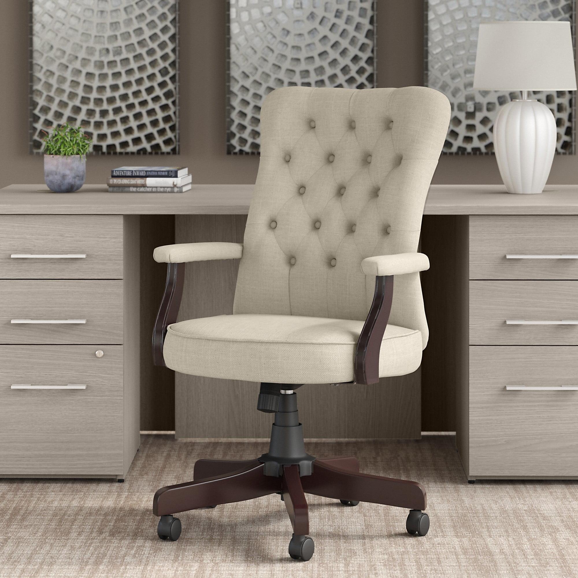 Bush Saratoga Upholstered Fabric Office Chair with High Back in Cream