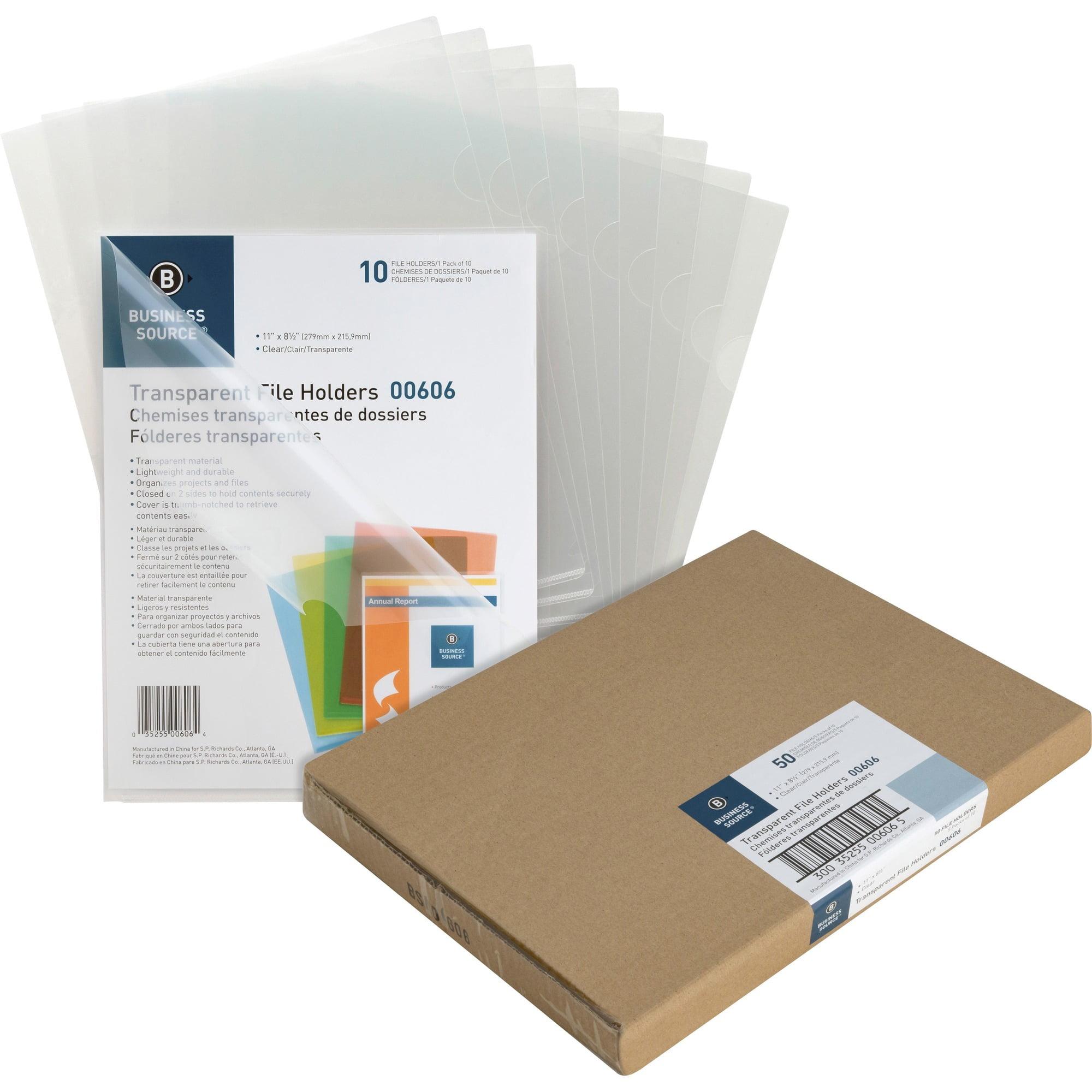 Business Source Letter File Sleeve - 8 1/2" X 11" - 20 Sheet Capacity - Polypropylene - Clear - 50 / Box