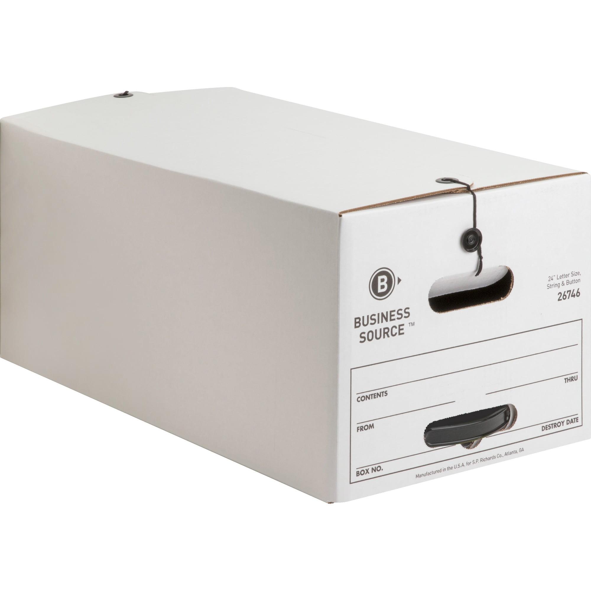Business Source Medium Duty Letter Size Storage Box Internal Dimensions: 12" Width x 24" Depth x 10" Height - External Dimensions: 12.3" Width x 24.1" Depth x 10.8" Height - Media Size Supported: Lett