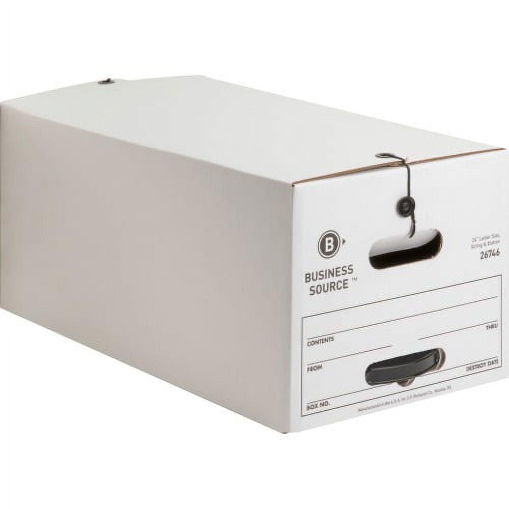 Business Source Medium Duty Letter Size Storage Box Internal Dimensions: 12" Width x 24" Depth x 10" Height - External Dimensions: 12.3" Width x 24.1" Depth x 10.8" Height - Media Size Supported: Lett