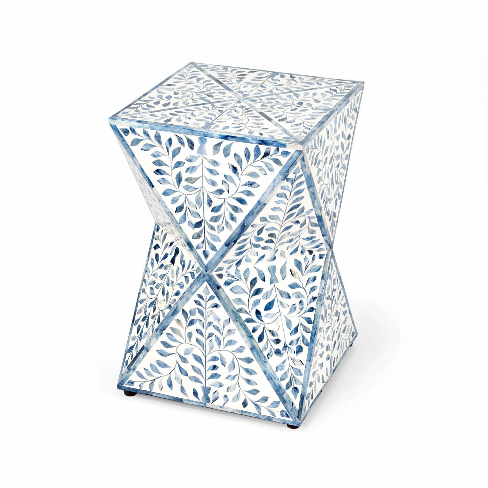 Anais Blue and White Bone Inlay Rectangular End Table