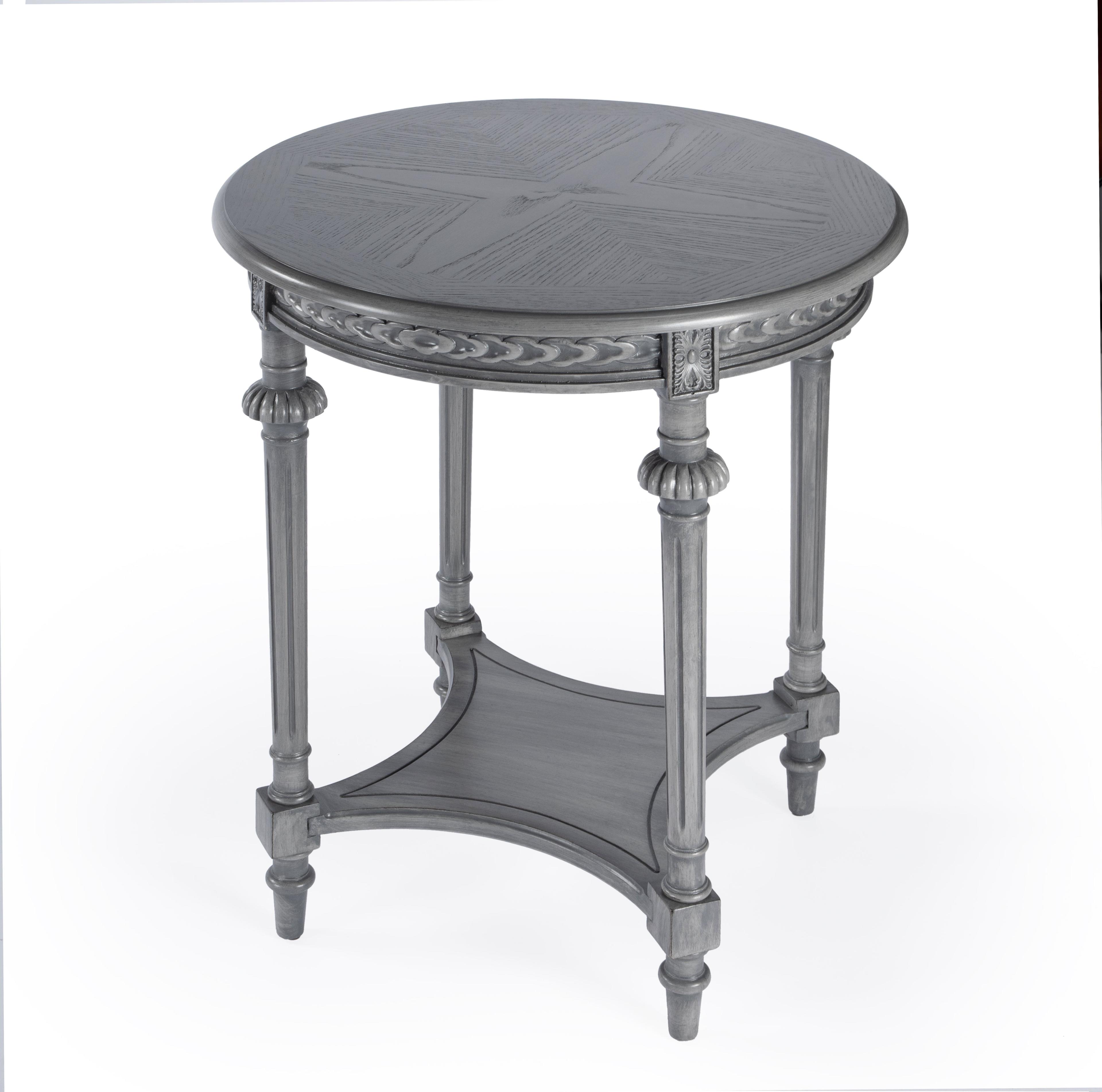 Butler Hellinger Round Gray Wood Lamp Table