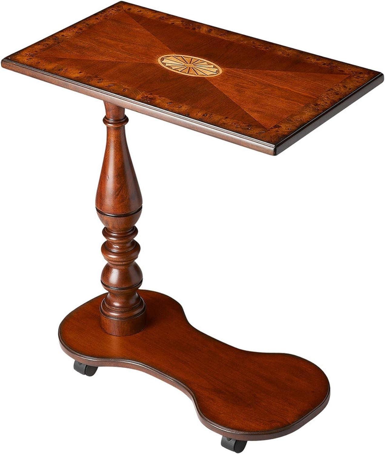 Medium Brown Rectangular Wood Tray Table with Casters