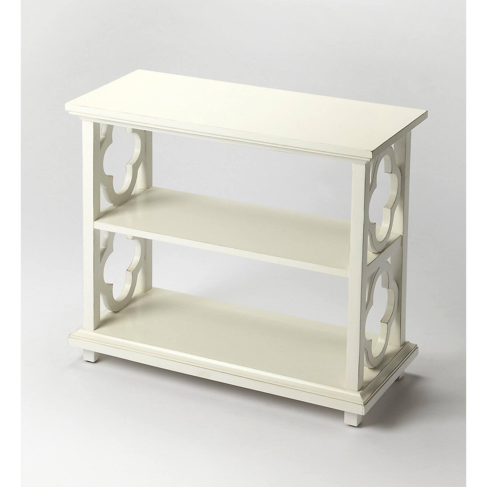 Paloma Cottage White Cherry Veneer Bookcase with Quatrefoil Sides