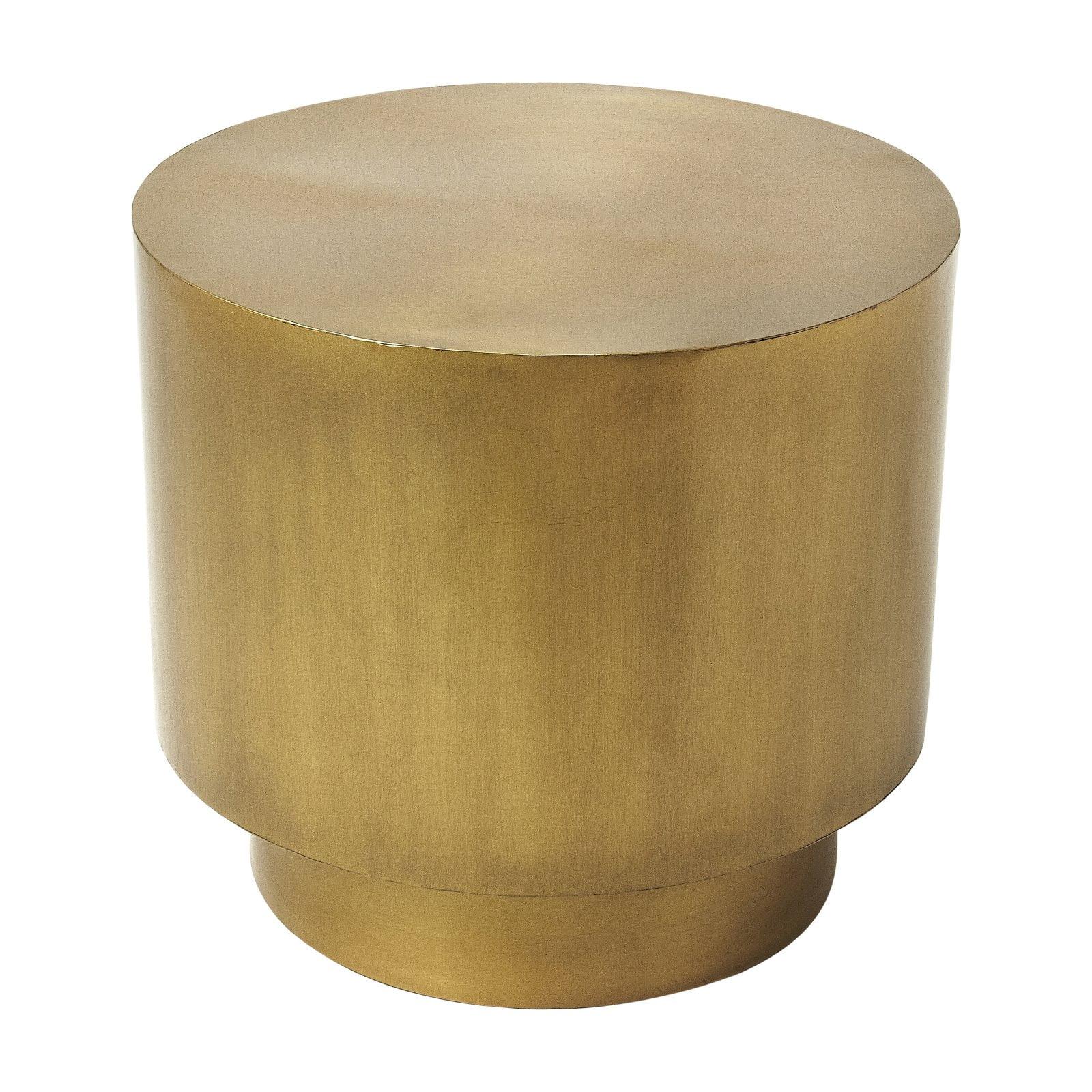 Contemporary Gold Round Metal Bunching End Table