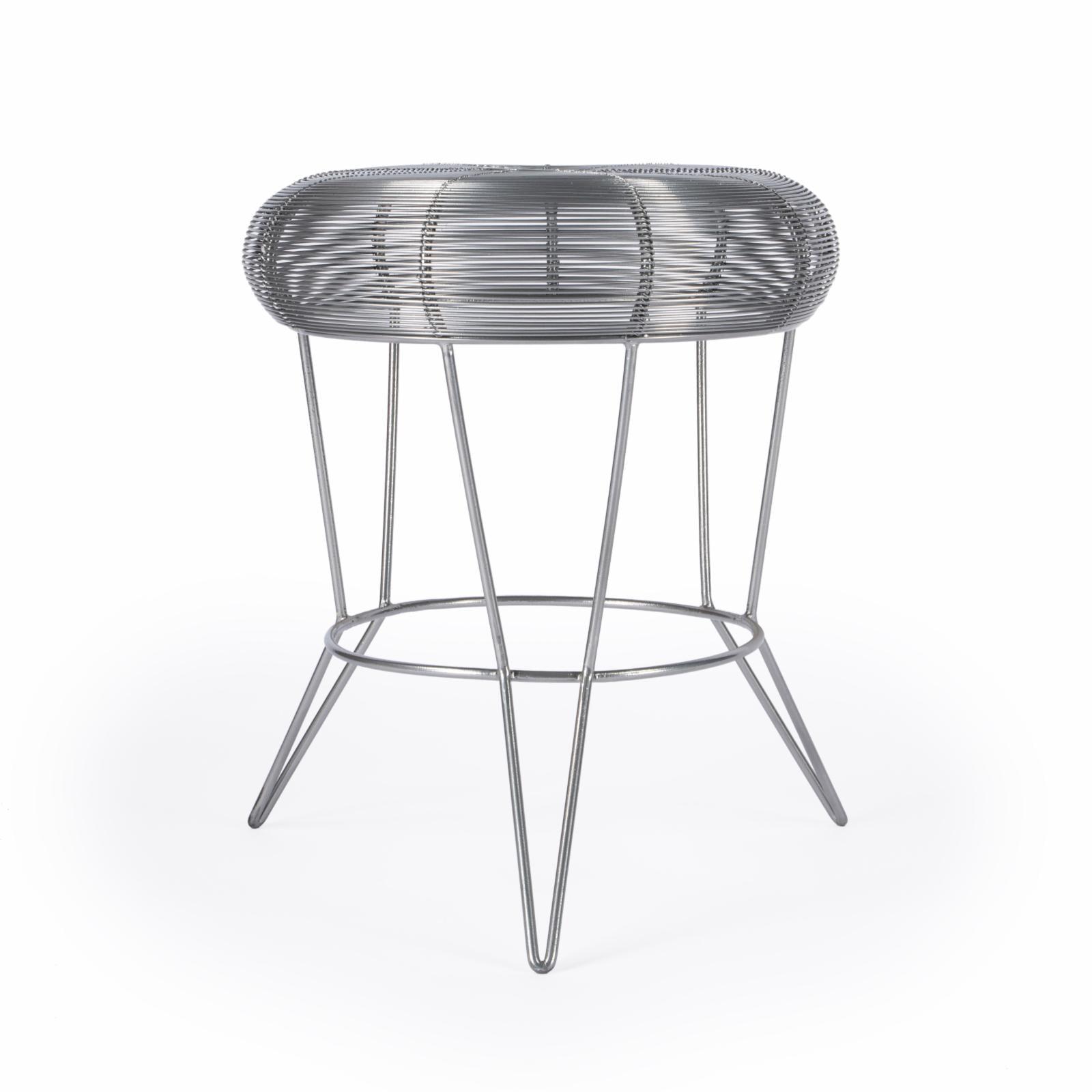 Allen Round Silver Metal Wire Accent Table