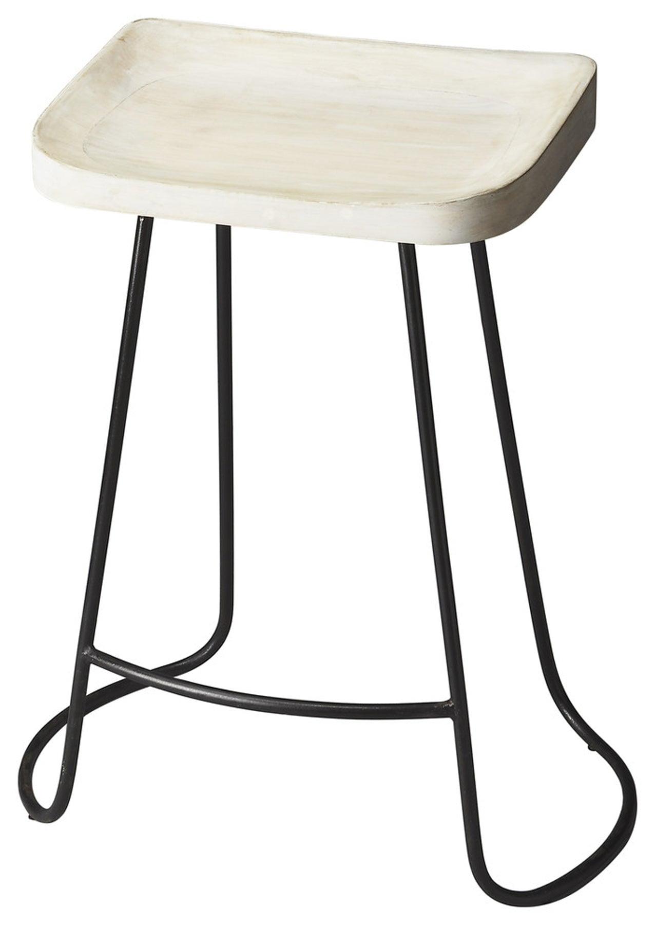 Alton White Mango Wood and Iron Backless Counter Stool