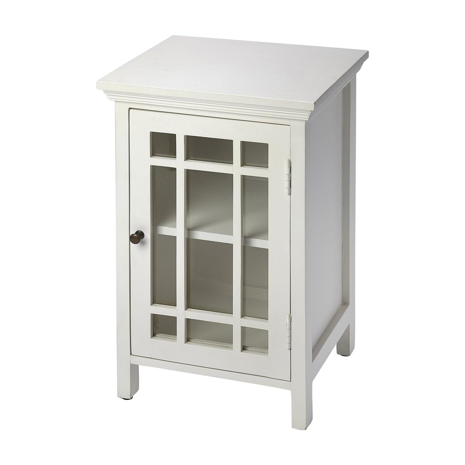 Baxter Contemporary White Chairside Chest with Gleaming Brass Accents