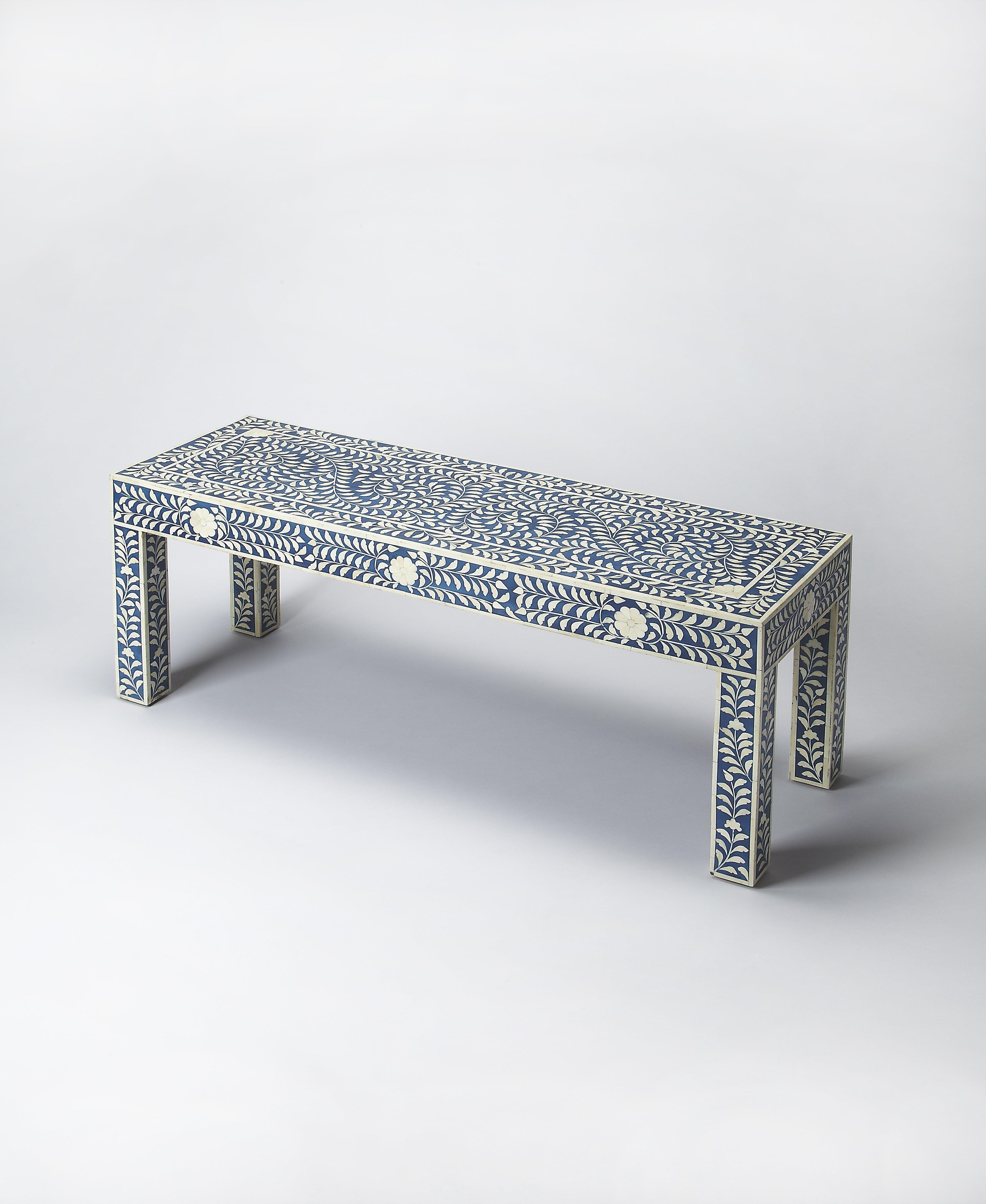 Butler Specialty Bone Inlay Bench In Blue Bone Inlay