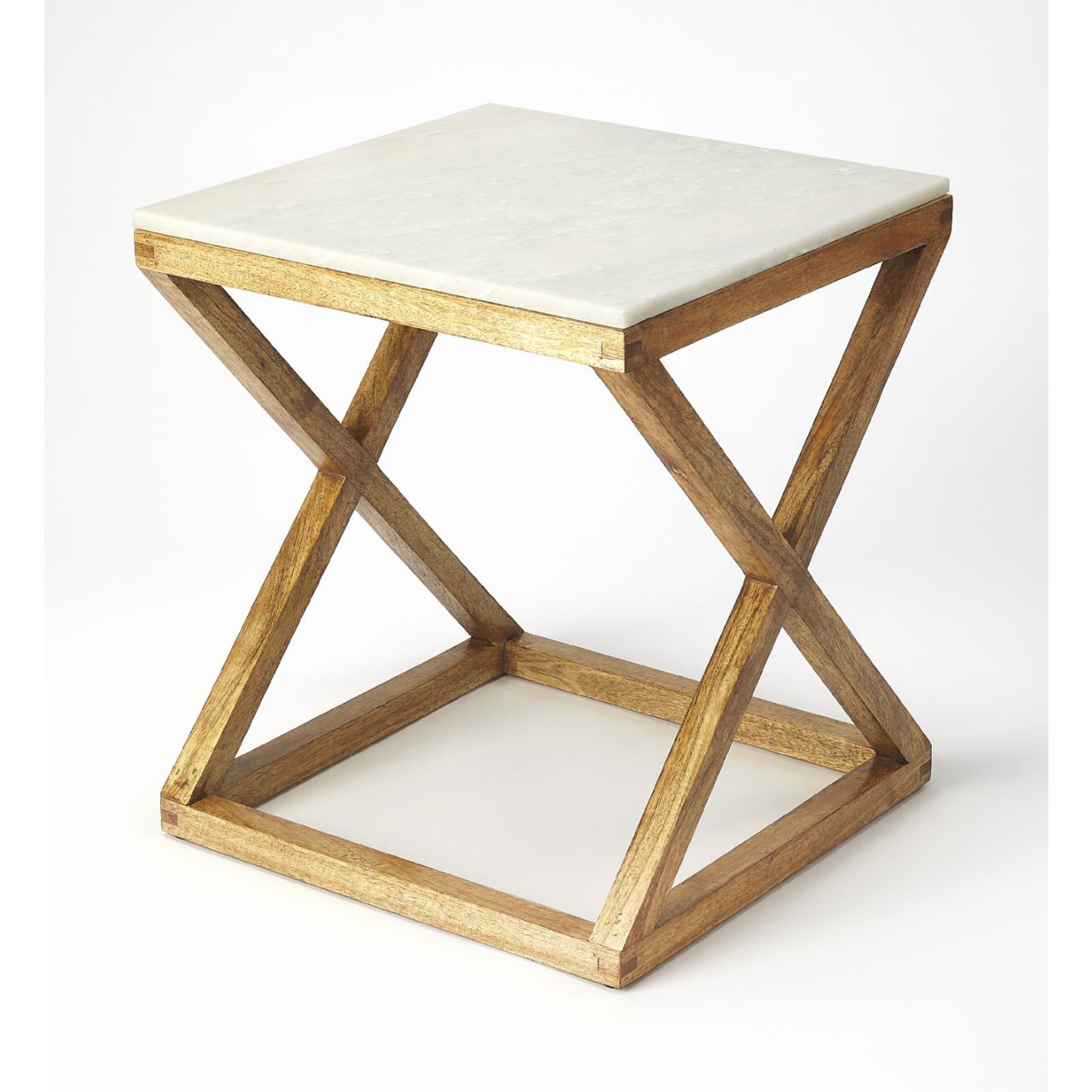 Modern Braylon Rectangular Marble & Wood End Table