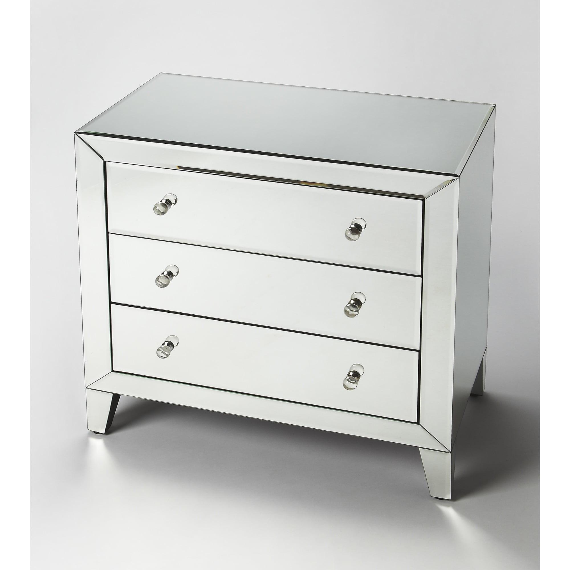 Emily 30" Mirrored MDF Drawer Chest with Ball Bearing Guides