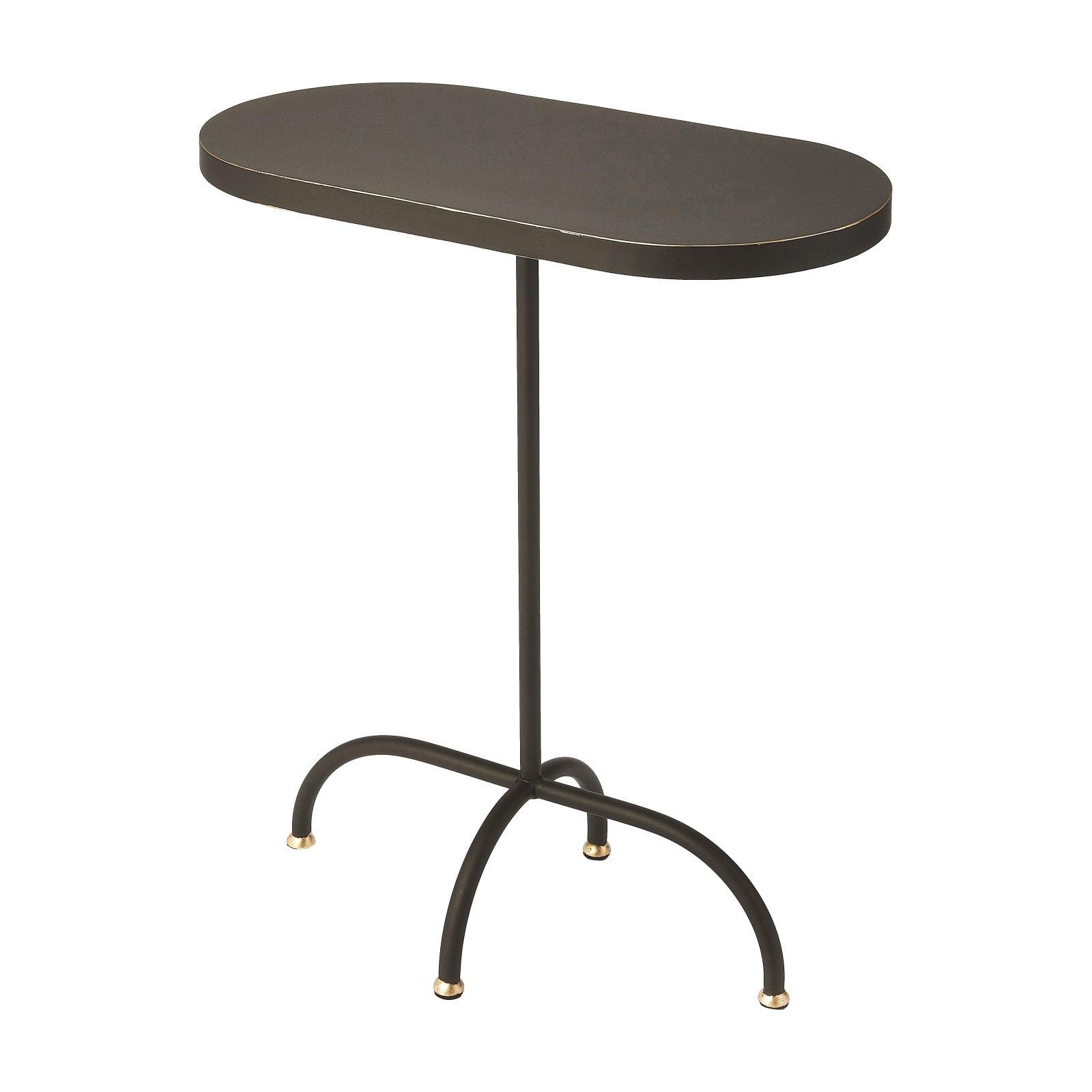 Oval MDF and Iron End Table with Gold and Black Finish