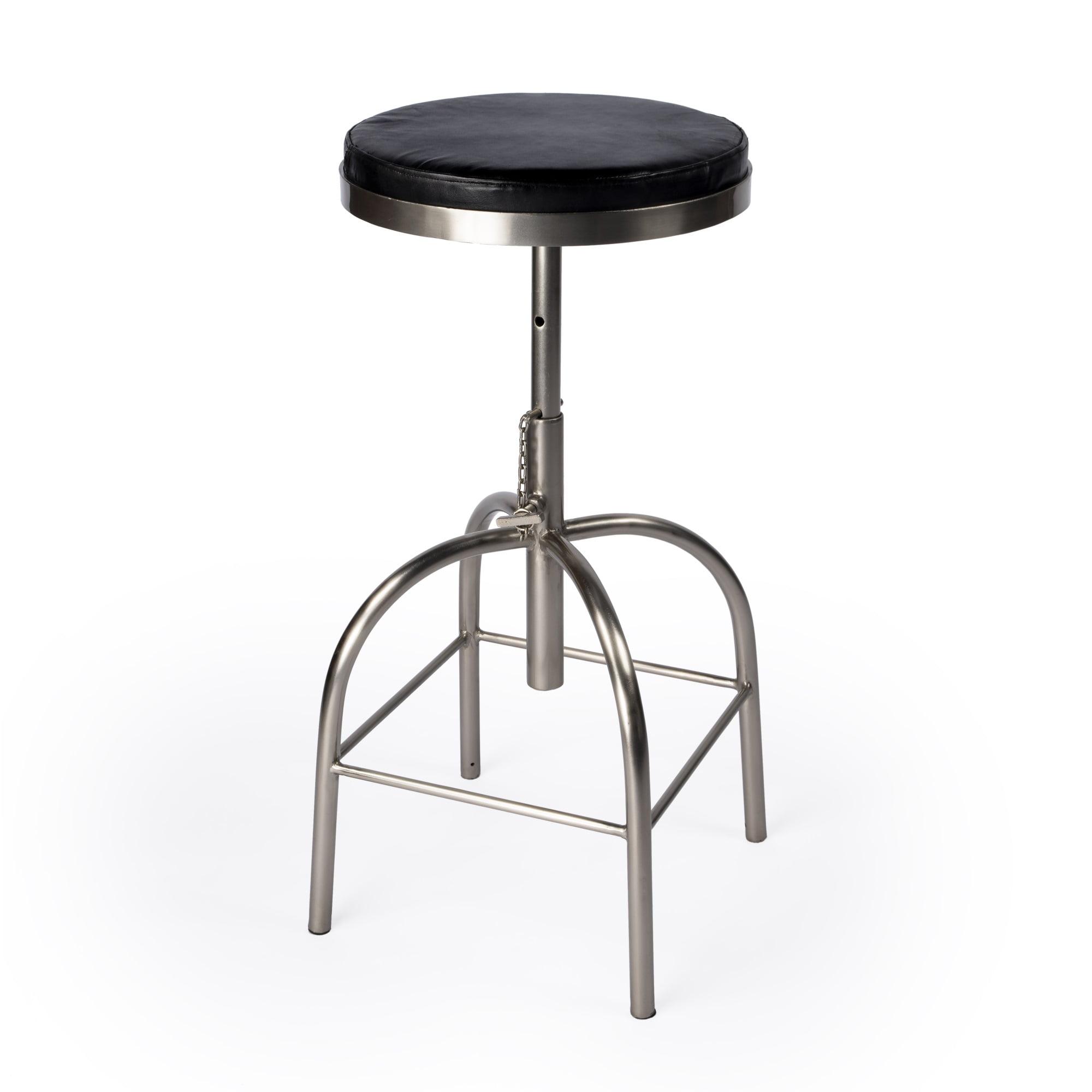 Clyde Minimalist Black Leather Adjustable Bar Stool