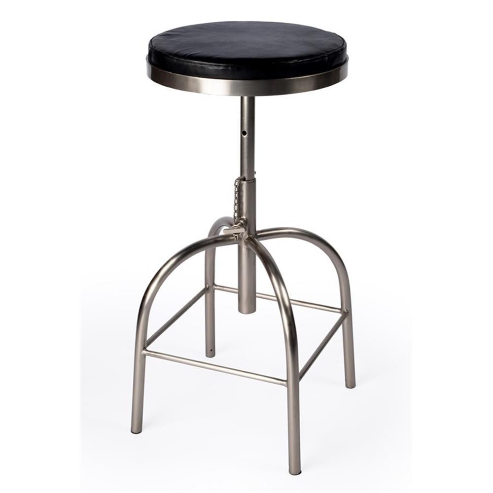 Clyde Minimalist Black Leather Adjustable Bar Stool