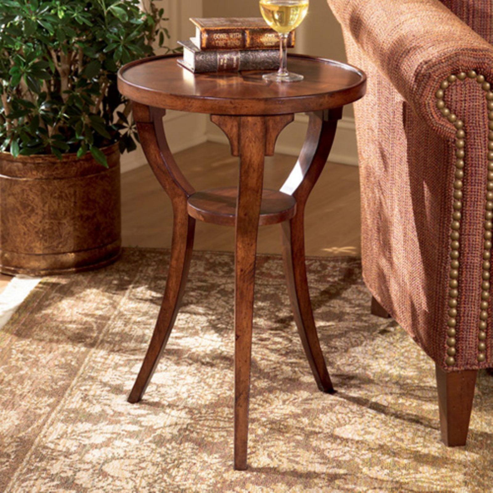 Dalton Cherry Brown Round Accent Table with Splayed Legs