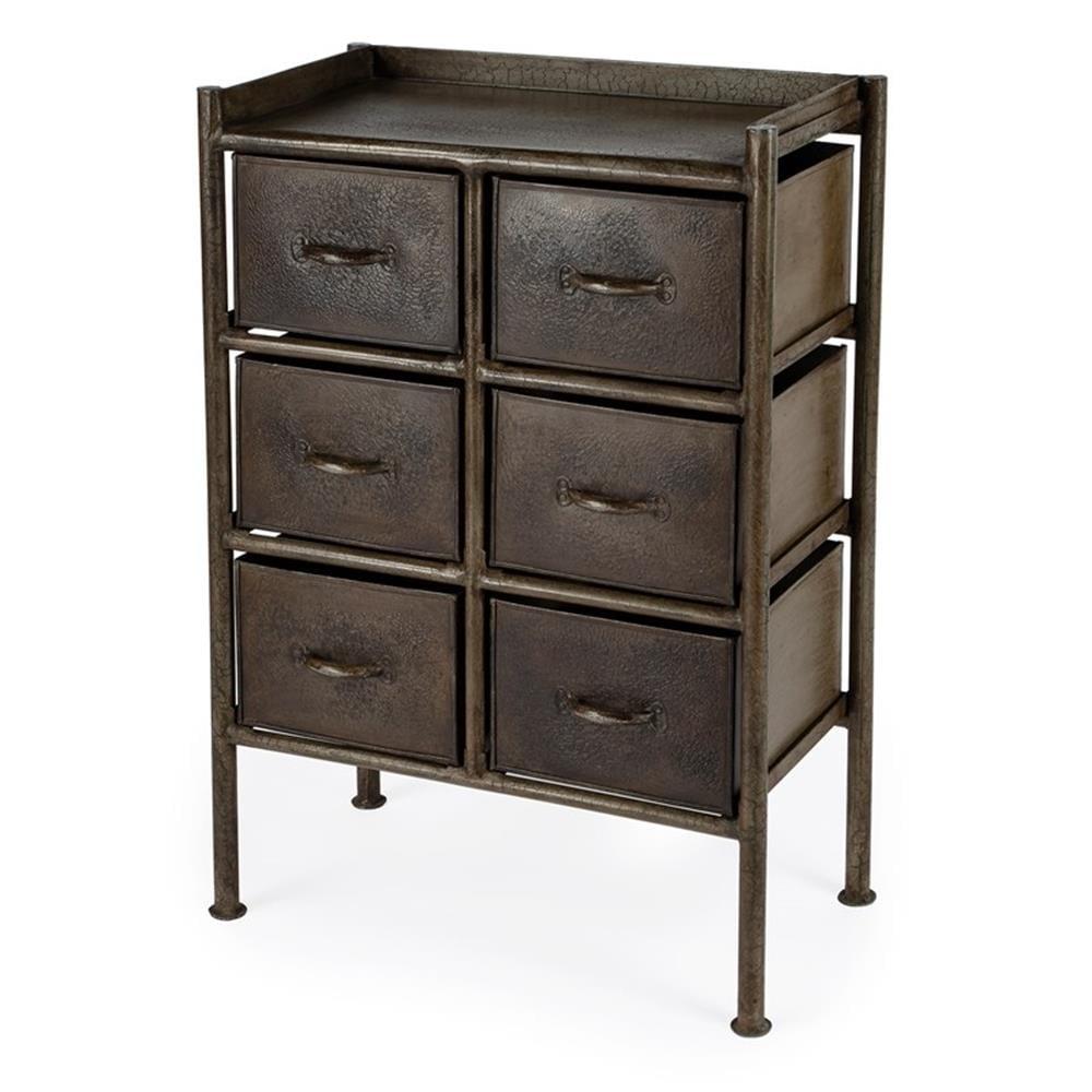 Bronze Industrial Iron 6-Drawer Chest with Soft Close