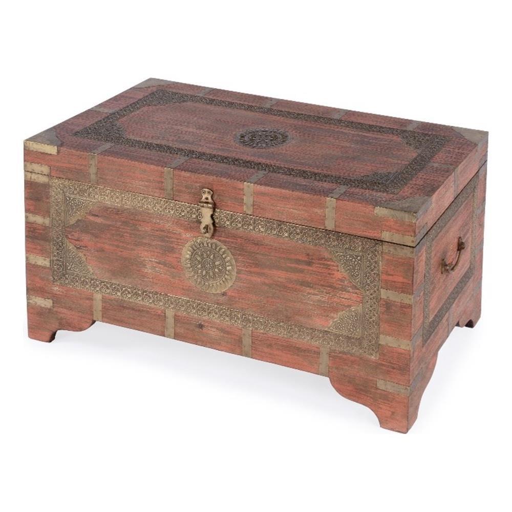 Butler Specialty Company Nador Wood Storage Trunk Coffee Table In Pink