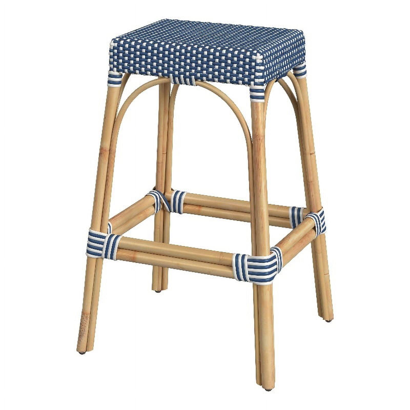 Butler Specialty Tobias 30" Sky Blue and White Rattan Barstool