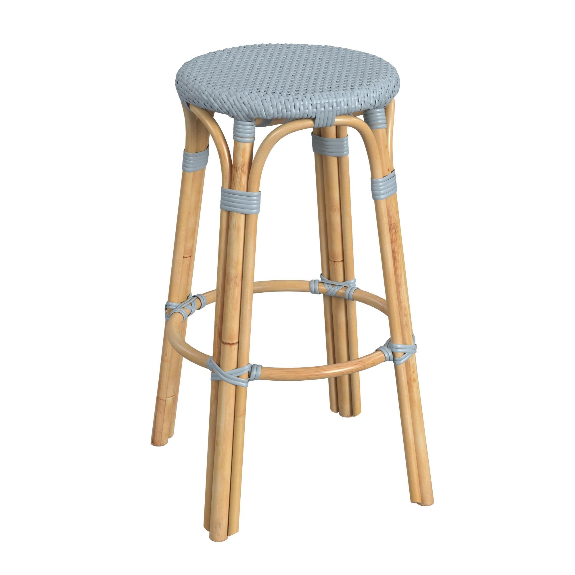 Butler Specialty Company Tobias Round Rattan 30" Bar Stool - Baby Blue