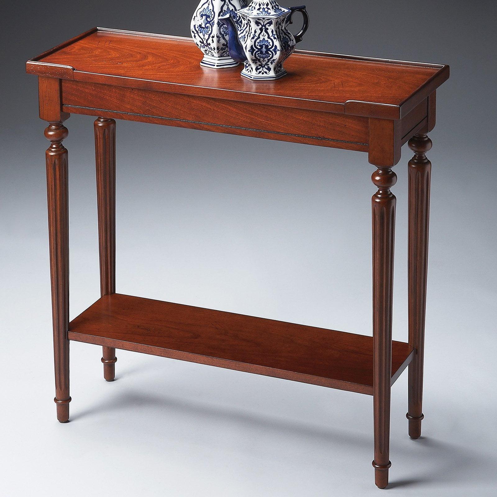 Plantation Cherry Solid Wood Console Table with Storage Shelf