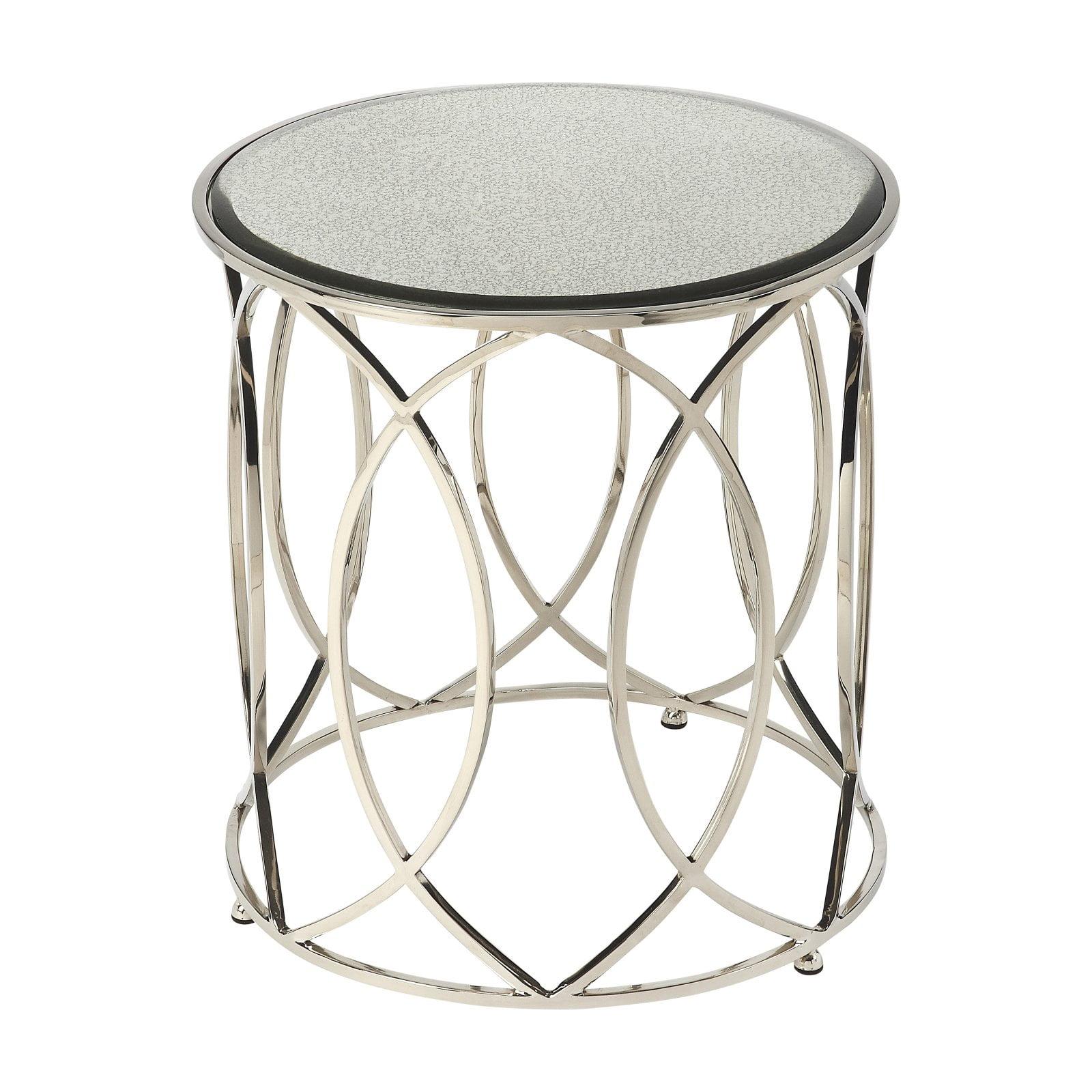 Butler Specialty Desiree Mirror And Nickel End Table In White
