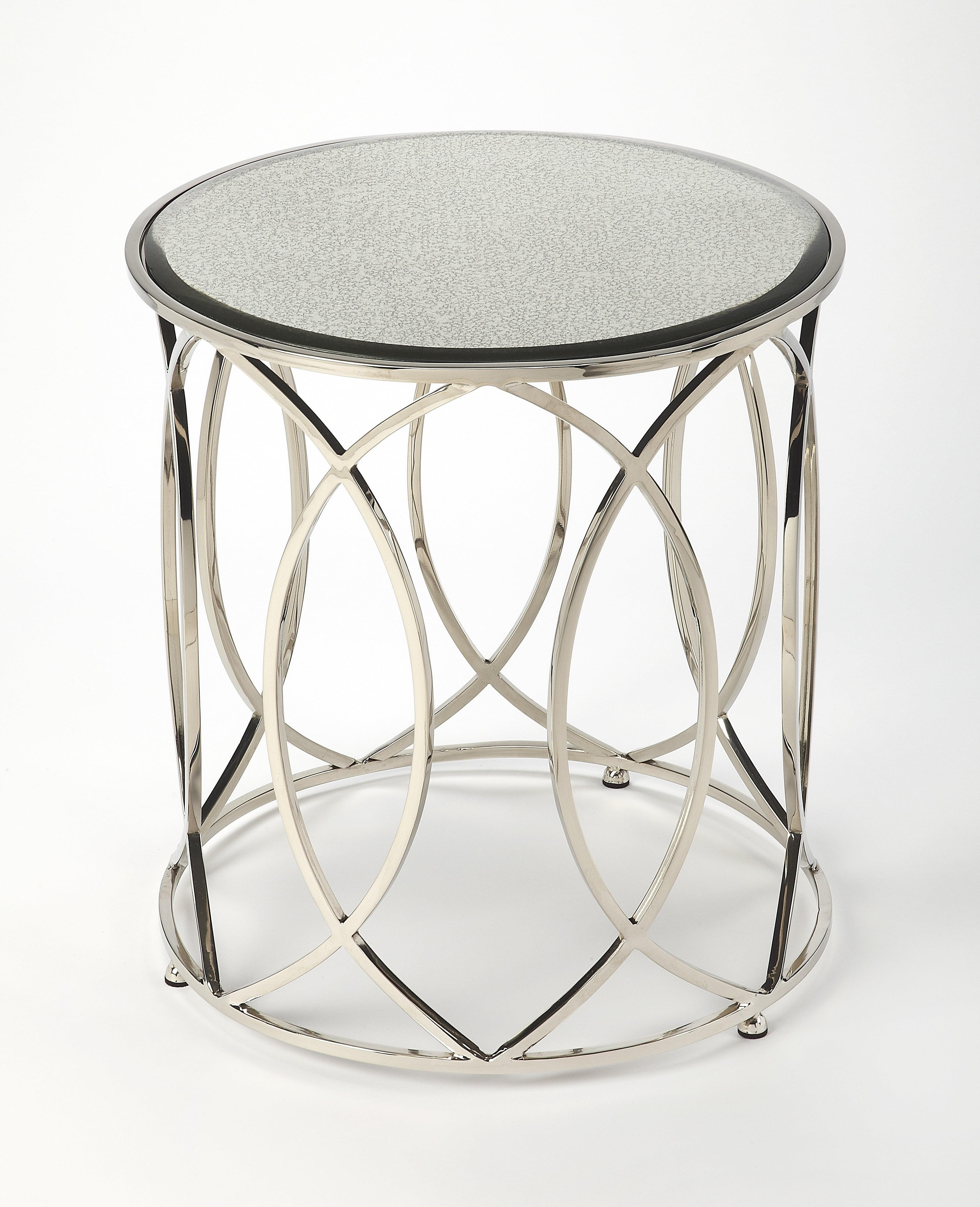 Butler Specialty Desiree Mirror And Nickel End Table In White