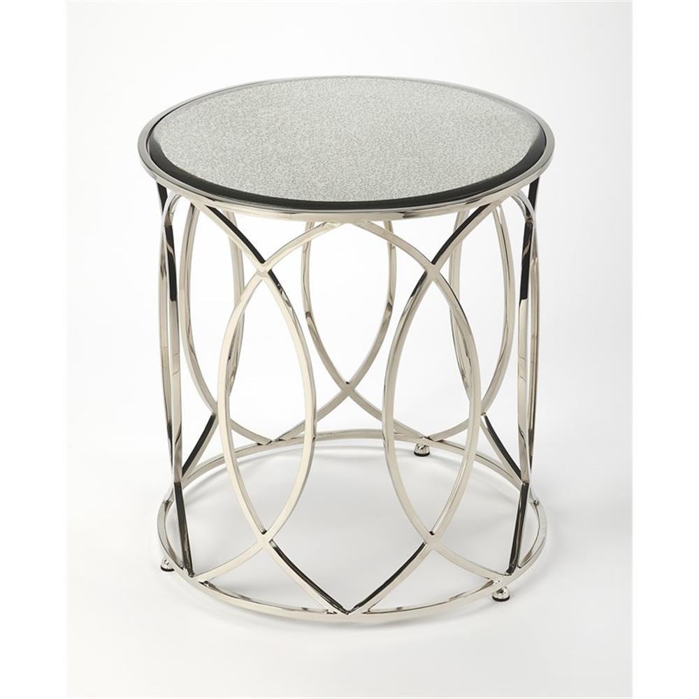 Butler Specialty Desiree Mirror And Nickel End Table In White