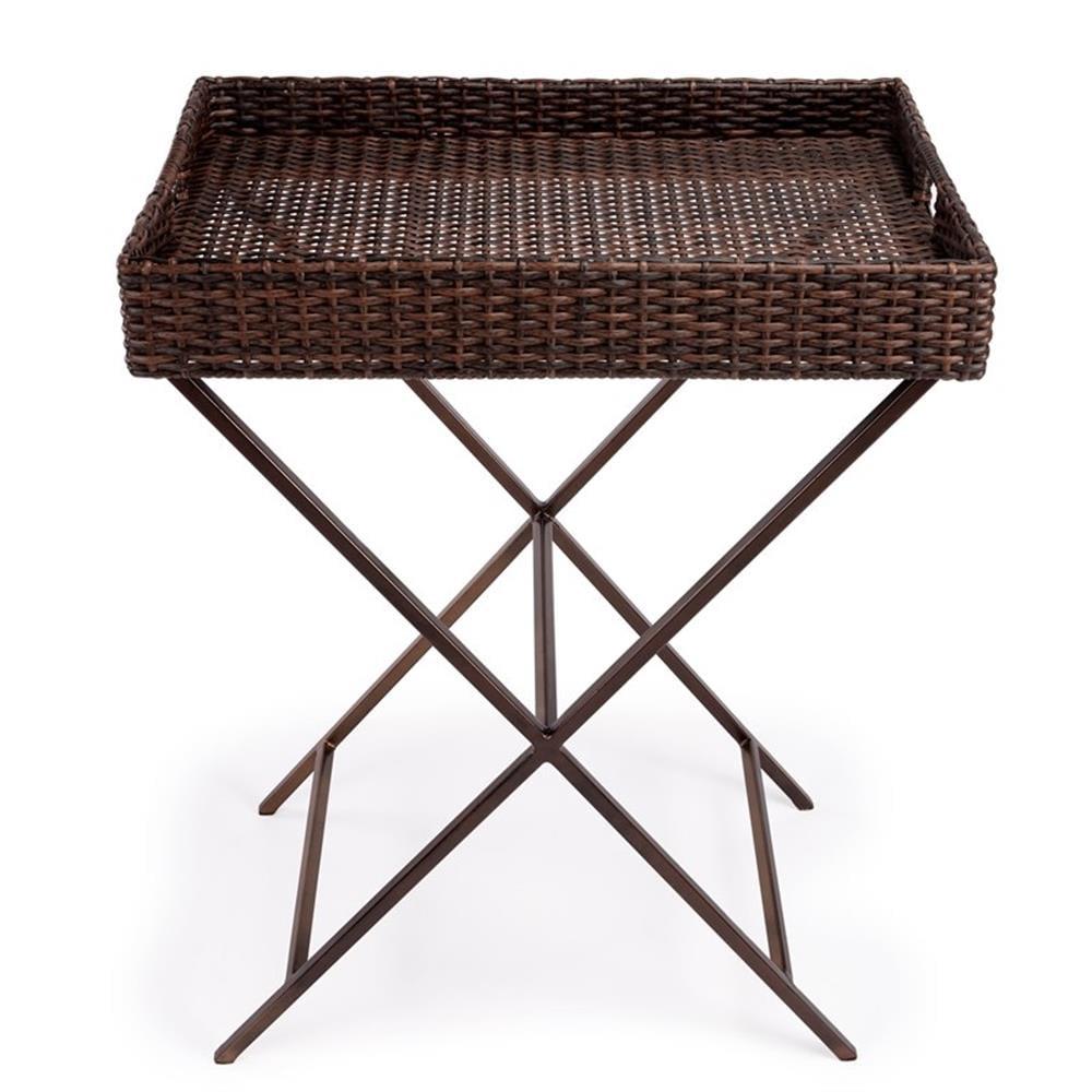 Butler Specialty Fern Rattan Tray Table in Dark Brown