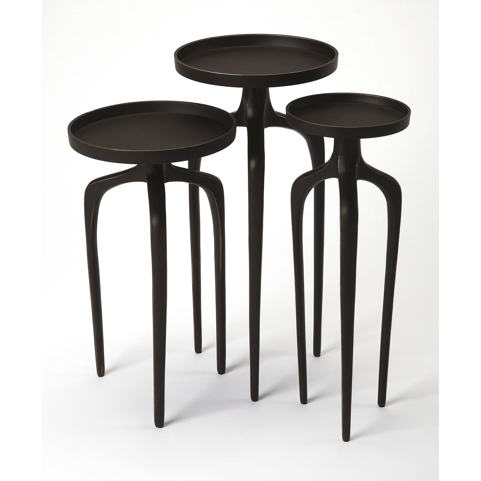 Elegant Trio Black Aluminum Round Accent Tables - Set of 3