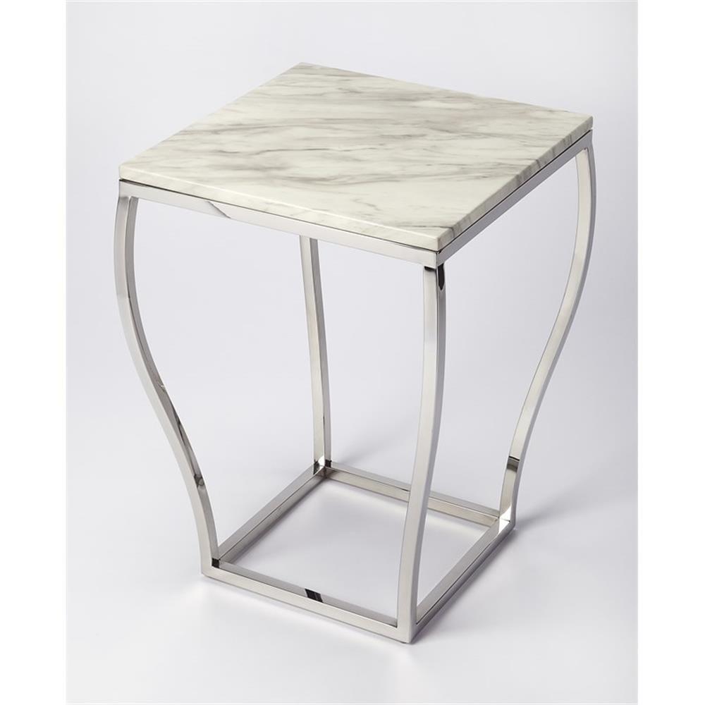 Butler Specialty Haley Marble And Metal End Table In White