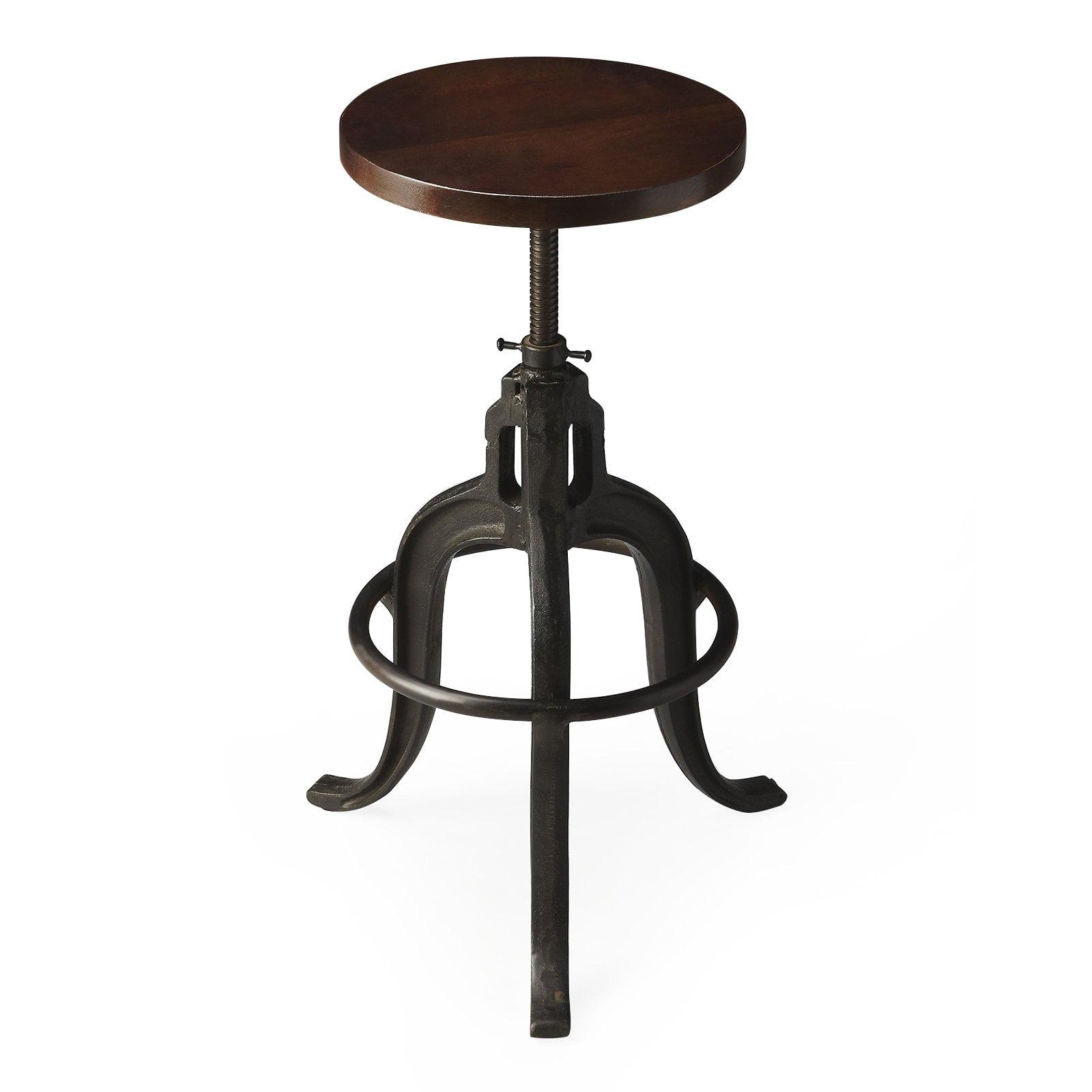 Industrial Dark Brown Adjustable Iron Bar Stool