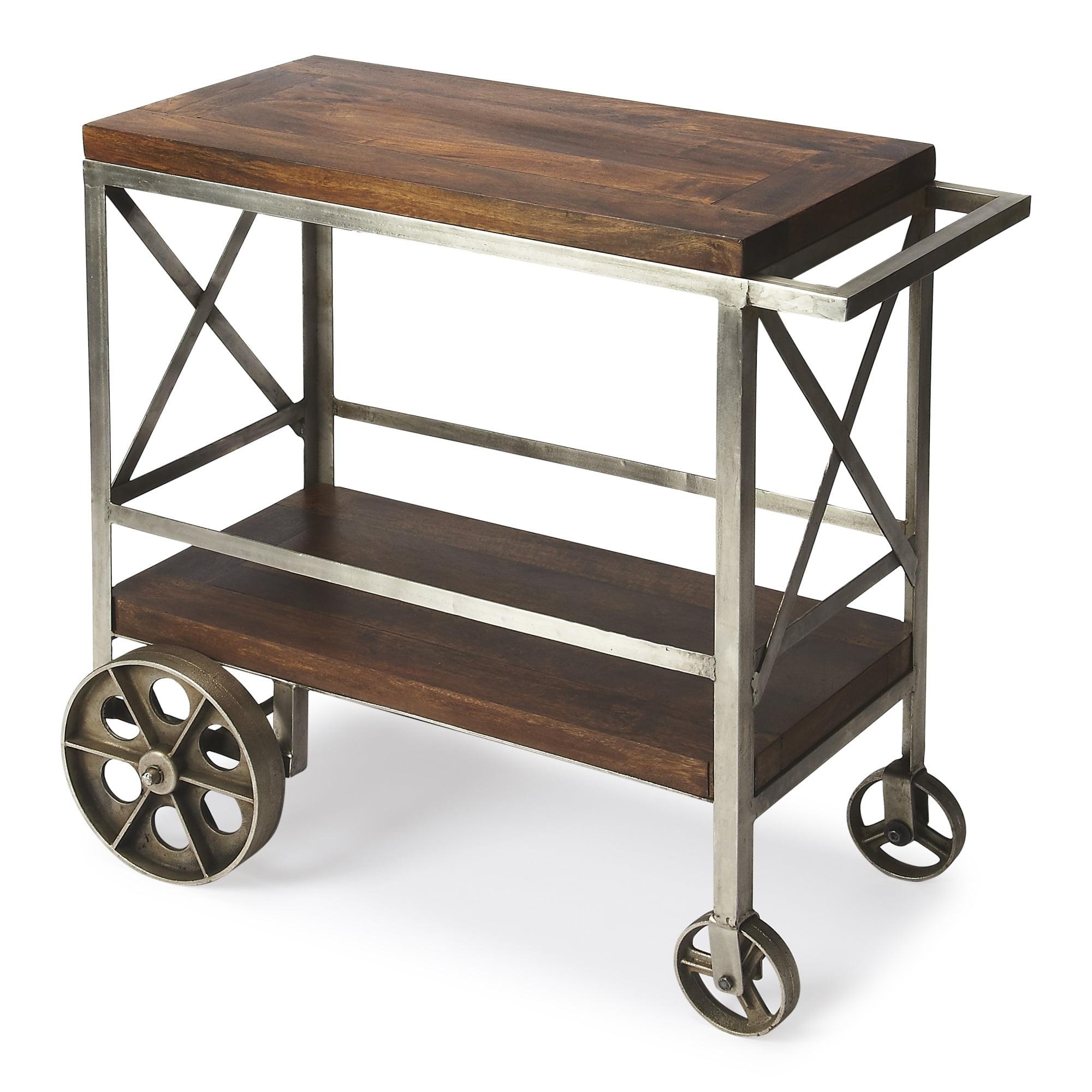 Industrial Chic Multi-Color Wood and Metal Bar Cart
