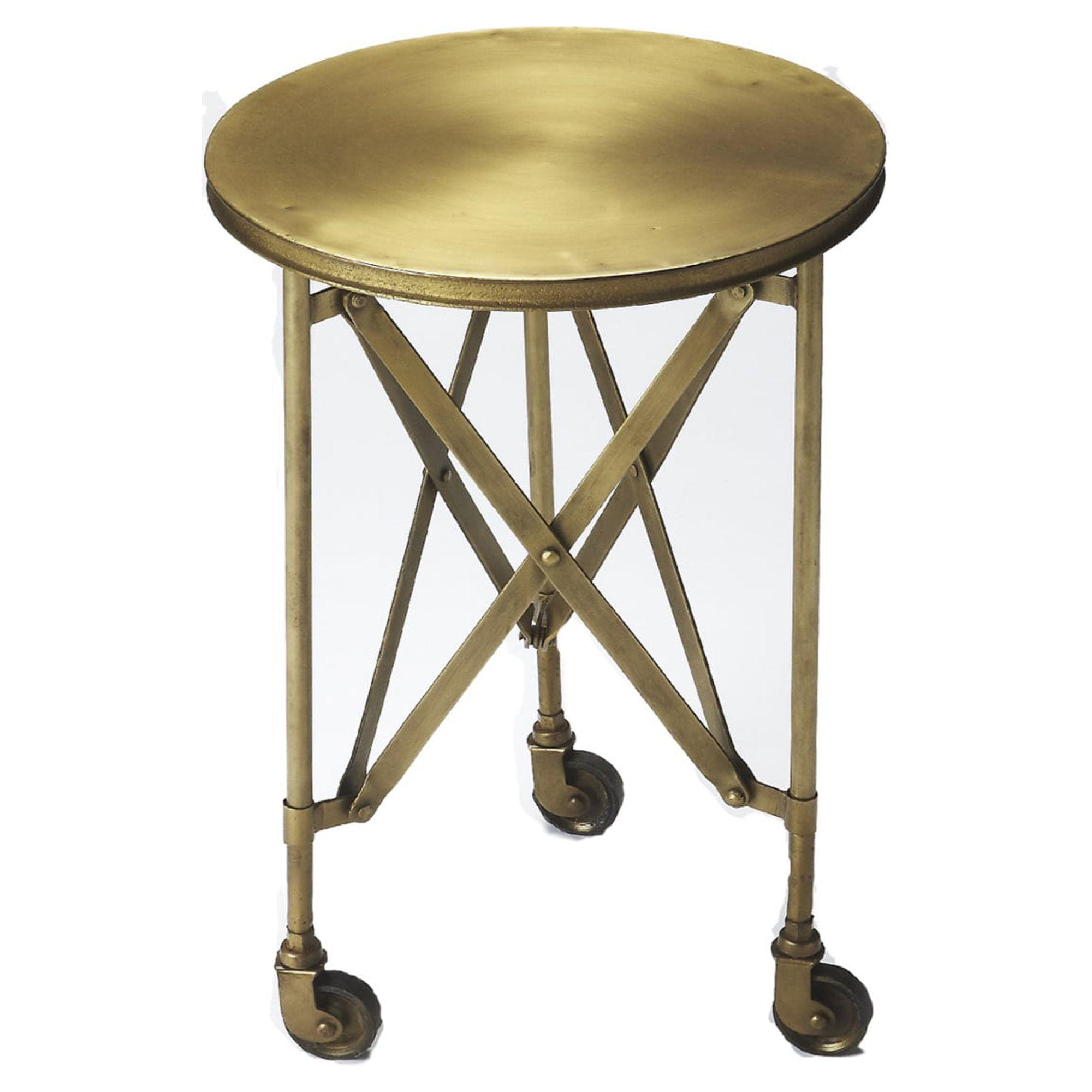 Gold Round Iron Industrial Chic Accent Table