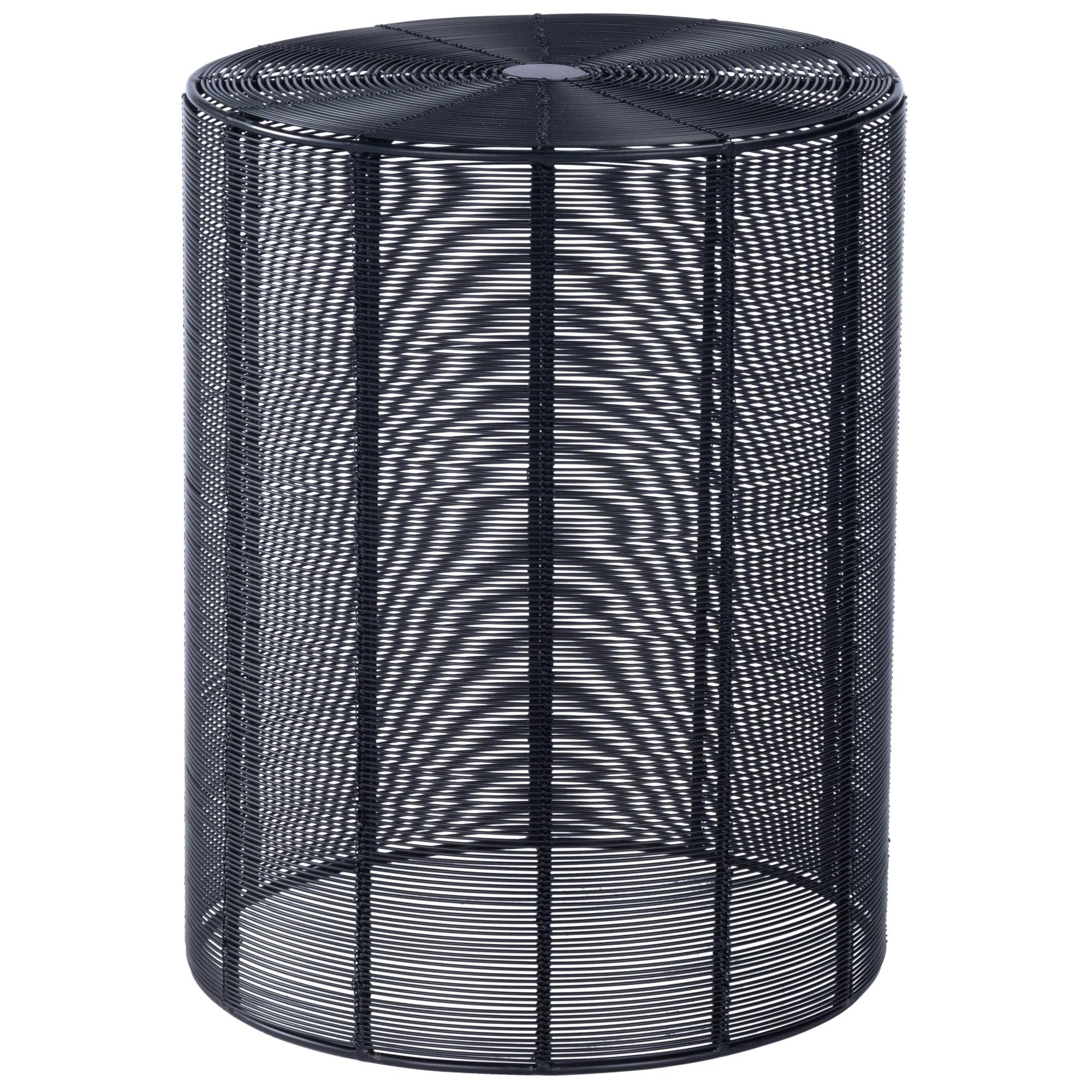 Renwick Round 14'' Black Metal Wire Storage End Table